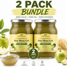 2 Pack IMANI ORGANICS Wildcrafted Irish Sea Moss Gel | Green Apple Flavor 18.5oz picture
