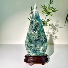 5.59LB  Natural Water Grass Agate Crystal Products Water Drop Polishing Treatmen picture