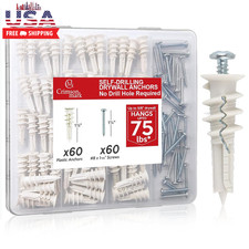 120Pcs #8 Self Drilling Drywall Anchors and Screws Kit #8 X 1-1/4”- Superb Wall picture