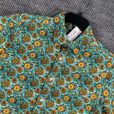 Cremieux Shirt Mens Medium Blue Orange Floral Short Sleeve Button Up New picture
