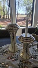  Vintage XL Vanguard Studios Ceramic Candle Holders Mid Century Modern  Gold picture
