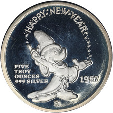 1986 Walt Disney 5 Ounce Silver First Edition Mickey's Holiday Treasures OGP picture