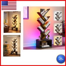 Evermagin 6 Tier Tree Bookshelf with LED Light - Black picture