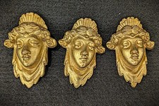 3 Antique Bronze  Female Faces Wall Furniture Lamp Chandelier Decorative Mounts picture