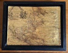 Gold Leaf 17th Century Antique Map of America on Handcrafted Studio Glass picture