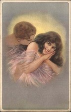 ROMANCE Beautiful Woman See Through Lingerie Kissing Sensual Vintage Postcard picture