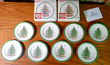 Vintage Spode Christmas Tree TWO Sets of Four Party Plates 8 TOTAL New Open Box picture