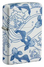 Zippo Windproof Blue Koi Fish Lighter, Chinese Porcelain, 46948, New In Box picture