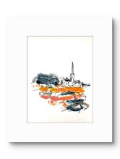 SAMATOWIC Original 9x12 Expressionist Church With Steeple Landscape Painting picture