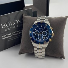 Bulova 98B400 Marine Star Chronograph Blue Dial Quartz Men's Watch 41.5mm picture