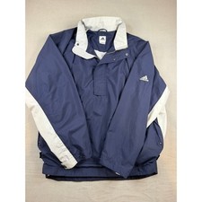 Vintage Adidas Navy White Quarter Zip Windbreaker Jacket Mens Large 761550 09/03 picture