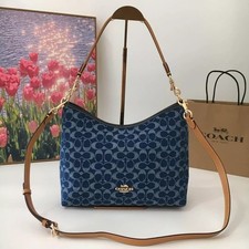 COACH Laurel Signature Shoulder Bag Denim Natural CY702 Outlet NEW picture