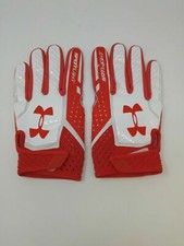New Under Armour Men's Red/White Spotlight WR Football Gloves picture