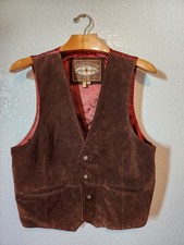Vintage Colebrook Co. Men's Brown Suede Leather Vest Solid Regular Size L picture