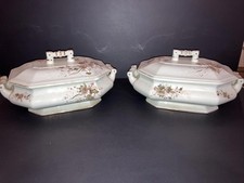 Pair Antique Henry Alcock, Cobridge,  Medium Floral Footed Covered Dish 10 in. picture