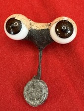 Vintage Brown Glass Doll Eyes on Rocker  15mm Replacement Eyes picture