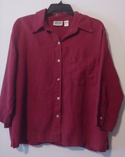 CHICO'S DESIGN wine red shirt Linen Size 1 or 8-10 picture