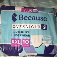 Because Overnight Incontinence Pants XXL, 6 Cups Capacity, 10 Count picture