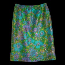 Vintage 60s floral psychedelic silk skirt / VTG 1960s homemade pencil sheath picture