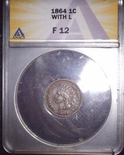 1864 L Indianhead Penny, ANACS F12, Rare Date, Issue Free picture