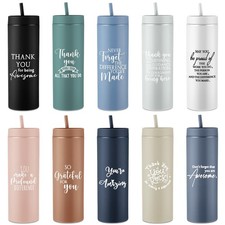 Rtteri 10 Pcs 16oz Skinny Tumblers with Lids and Straws Neutral Color picture