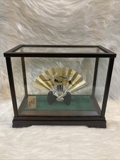 Mitsunori Pure Silver Fan Ornament Crane Pair Japanese Art Display w/ Case 39g picture