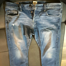 True Religion Men's Blue Denim Straight Fit Jeans Mid Rise Medium Wash Logo picture