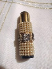 Perfume VTG Empty Mini Refillable Bottle Faux Pearl Rhinestones Purse 1940-50's picture