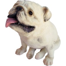 Sandicast Sculpture, Medium, Sitting White Bulldog Mid Size picture