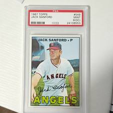 Topps 1967 High # Jack Sanford Autographed #549 California Angels PSA 9 (OC) picture
