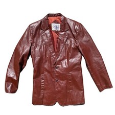 Vintage 70s Casablanca Unisex Cognac Brown Real Leather Jacket Mens Size 38 picture