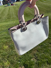 Christian Dior Leather Gray Pink Small Satchel Top Handle Bag w/ Dust Bag picture