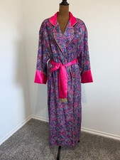Cabernet Vintage Long Sleeve Paisley Floral Boho Sheer Belted Bathrobe Size M picture