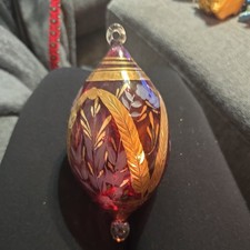 Vintage Red Czechoslovakian Krystal 14 Karat Gold Ornament  picture