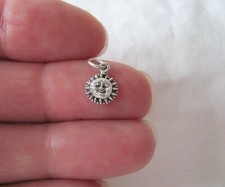 Very small Sterling Silver Happy Sun face mini tiny charm. picture