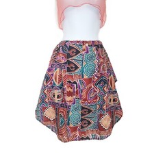 Vintage 70-80s Crazy Mini Skirt Handmade Flounce Ethnic Tribal Colorful Artsy XS picture