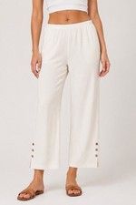 Citron Santa Monica 100% Silk Ivory Textured Pull On Pants Women’s Wide 2X picture