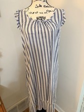 Croft & Barrow XL Striped Modal Nightgown FlutterRuffle Sleeve Pockets Nautical picture