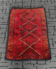 AUTHENTIC HAND KNOTTED  - AFGHAN , BALOCHI, TURKMEN MINI RUG - GEOMETRIC DESIGN picture