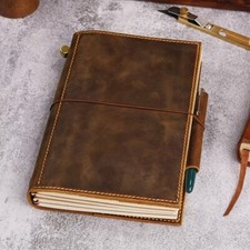 Personalized genuine leather travel journal A5 refillable notebook organizer picture