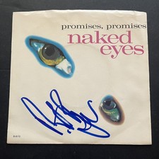 Pete Byrne Naked Eyes Signed Promises 45 Record Sleeve JSA  Authenticated picture