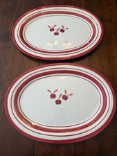 Set of 2 Dansk Bing Cherry Oval Serving Platters 16