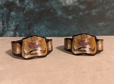 2 Custom Tag Team Belts WWE WWF LJN Big Rubber Guys action figures not included picture