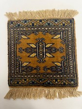 Vintage Turkish Oushak Hand Knotted Wool Mini Rug Sampler Table Mat 12