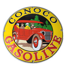 Vintage Conoco Gasoline Porcelain Sign - Automobile Gas Service Advertising Sign picture