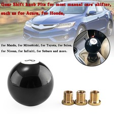 Universal No.8 Billiard Ball Gear Shifter Black Round Shift Knob w/ 3 Adapters# picture