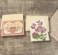 Vintage Current Greeting Cards Set of 2, Folk Art Friendship & Wildflower Violet picture