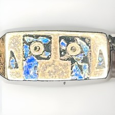 Vintage JONO Taxco Mexican Sterling Silver Geometric Stone Inlay Ring c 1970s picture