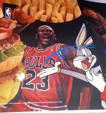Vintage 1990s Michael Jordan Charles Barkley Poster McDonalds Promo RARE picture