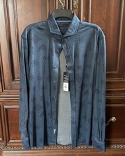 Greyson Woodward Woven Spirits Knit Shirt Men's L NWT Blue picture